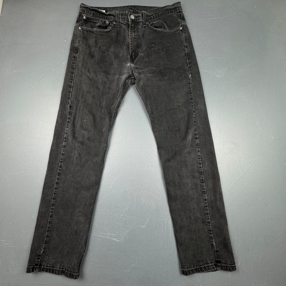 Levi's 505 Jeans Men's 34x32 Black Straight Fit Classic Denim Vintage Dark Wash
